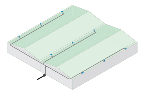 Esquema de lineas de tuberias en sistema drenaje sifónico RainPlus Esquema-lineas-de-tuberias-en-sistema-drenaje-sifonico-RainPlus